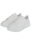 mumka Shoes-Baskets Compensées Blanches-Taille 40-Tennis Femme en Cuir Synthétique et Intérieur Coton Sneaker, Multicolor