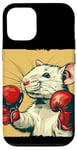 iPhone 13 Cute white Rat with red boxing Gloves Costume Case