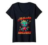 Womens Mothership Hangover s Alien Hangover s Funny Alien Cartoon V-Neck T-Shirt