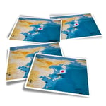 4x Rectangle Stickers - Japan World Map Flag #45439