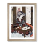 Lady Writing A Poem By Yashima Gakutei Asian Japanese Framed Wall Art Print, Ready to Hang Picture for Living Room Bedroom Home Office Décor, Oak A3 (34 x 46 cm)