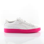 Puma Basket Classic Mono Ice Ref White Leather Womens Trainers 363117 01 Leather (archived) - Size UK 4