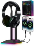 Support De Casque Rvb, Accessoires De Jeu, Support De Casque Avec 2 Ports Usb Et 1 Port De Type C, Support De Casque Led Cool Pour Pc Gamer, Accessoires De Casque Pour Tous Les Éco[QUE071122]