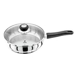 Judge Vista Stainless Steel Large Saute Pan 24cm, Shatterproof Vented Glass Lid, Induction Ready, Oven Safe, 25 Year Guarantee