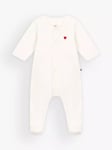 Petit Bateau Baby Cotton Velour Heart Motif Sleepsuit, Marshmallow