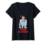 Womens Christmas Funny Yeti Bigfoot abominable Snowman Monster V-Neck T-Shirt