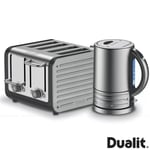 Dualit Architect1.5L Kettle 4Slot Toaster Set Modern Midnight Grey Brushed 10134