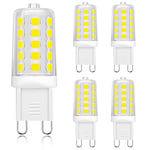 Anmossi Ampoule LED G9,Blanc Froid 6000K,400 Lumen,Ampoules LED 4W,Équivalent 40W Halogène Ampoules,AC220-240V,360 Degrés,Non Dimmable,Paquet de 5
