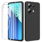 binandteam Coque pour Xiaomi Redmi Note 13 4G (6.67") avec 2 Verre Trempé Protection écran,Silicone Liquide TPU Ultra Premium Antichoc Housse pour Xiaomi Redmi Note 13 4G - Noir