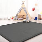 Tapis De Jeu en Mousse Tapis Chambre Enfant Soft Antidérapant Unis, Couleur: Gris Anthracite, Dimension:200x350 cm