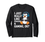 Gamer Funny Penguin Lover Video Games Penguin Gaming Long Sleeve T-Shirt