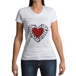 T-Shirt Femme Col V Coeur Rouge Postures De Yoga Asanas Meditation Bien Etre