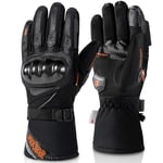 BORLENI Gants Moto Hiver Homologué Homme Imperméables en Fibre de Carbone Gant Moto Chaude Écran Tactile pour Moto Scooter Noir XL