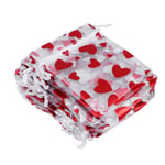 50pcs Valentine" s Day Candy Bag Chiffon Drawstring Bags Valentine Bag o