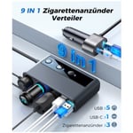 Tupakansytyttimen jakaja, 154 W:n autolaturisovitin, 3-tie 12 V/24 V pistokelatauskaapelin jakaja, 5 USB-porttia älypuhelimelle/iPadille/Dash Camille