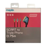 Maplin Scart To Triple Phono 0.75m Cable For Analogue AV Equipment VHS Player.