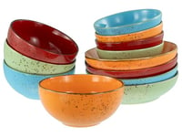 CreaTable, 24223, Serie Nature Collection Mediterran, 12-teiliges Geschirrset für 12 Personen, Bowl Set aus Steinzeug, spülmaschinen- und mikrowellengeeignet, Qualitätsproduktion