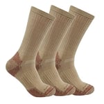 Carhartt Men's Midweight Cotton Blend Sock 3 Pack, Khaki, Medium (Pack of 3)