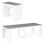 Table console extensible orlando 10 personnes 235 cm bois blanc et effet béton