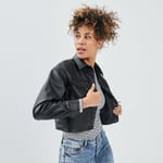 LH - veste droite courte boutonnée noir femme