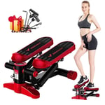 AHAI YU Portable Climber Stair Aerobic Exercise Stepper,adjustable Lcd Home Gym Workout Equipment Aerobic Step Red and White for Beginners and Professionals (Color : RED)