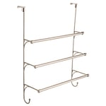 Franklin Brass Over The Door Triple Towel Rack with Hooks, Satin Nickel -bathroom Towel Holder, bathroom Accessories, 193153-FN 18.66 x 8.27 x 24.57 Inches