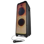 MEDION X61350 Enceinte Bluetooth puissante (avec Microphone, boîte de fête karaoké, Fonction DJ, Spectacle Lumineux LED, 2X 85 Watts + 350 Watts RMS subwoofer, USB, AUX, RCA)