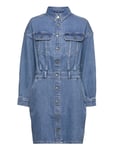 Button Down Dress Kort Klänning Blue Lee Jeans