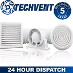 4 inch Diameter Complete Bathroom Fan Kit with run on timer Quiet Loft Shower