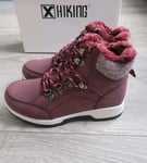 Heather Hiking Boots In Burgundy By Dr Keller Fur Lined Winter Shoes Size UK 4