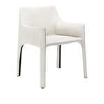 Cassina - 413 Cab, Sadelläder White - Ruokapöydän tuolit - Mario Bellini - Valkoinen - Nahka/Metalli