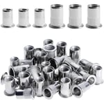 Roleader - 100 Pièces Rivet Ecrou M6 M8, Écrous à Rivets en Acier Inox, Tête Plate Ecrou Insert Assortiment Kit pour Bois Meubles, Ecrou M6 Ecrou M8,