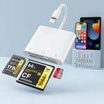 Lecteur de Carte SD CF pour iPhone iPad Adaptateur de Carte Mémoire SD CF TF 3 en 1 Compatible avec iPhone 14 13 12 11 X Plug and Play