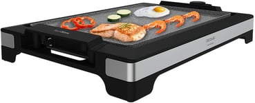 Tasty & Grill 2000 Plancha Electrique En Acier Inoxydable 2000W,Plaque Rockstone Antiadhesive,Thermostat Reglable,5 Niveaux De Puissance,Amovible,Passe Au Lave-Vaisselle(3094)