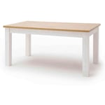 Pegane - Table à manger extensible en bois coloris blanc / chêne - L.160 x H.77 x P.90 cm