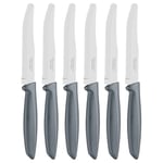 Tramontina Kitchen Knives Set of 6, Serrated Fruit Tomato Cooking Knife, Vegetable Chopper Peeler, Stainless Steel, Multipurpose, Rounded Tip, Grey, 23498655