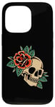 Coque pour iPhone 13 Pro Tatouage esthétique rose rouge fleur pour enfants homme femme