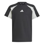 adidas Unisex Kids Seasonal Essentials Colorblock T-Shirt, Black/Wonder Silver/White, 13-14 Years