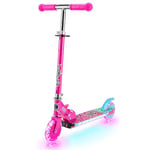 Xootz Wild Rider Light Up LED Scooter | Pink Leopard Folding Light Up Scooter with LED Deck, Pink and Blue, for Kids Ages 5+