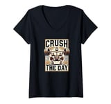 Womens Crush The Day Crush Your Legs Squatting Weightlifting V-Neck T-Shirt