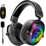 WarCry P-W2 Casque Gamer RGB sans Fil WiFi avec Microphone Détachable - PS5 / PS4 / PC/Mac/Switch - 2.4 GHz Wireless - Son Stéréo Surround - Antibruit - 3.5 mm Jack