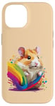 Coque pour iPhone 14 hamster accessoire drôle meme animaux anniversaire enfant multicolore