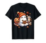 Cute Ghost Reading Book Lovers Halloween Ghost Coffee Women T-Shirt