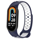 Andningsbart Xiaomi Mi Band 8 klockarmband - Midnattsblått- Vitt