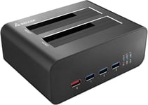 Aluminum Station d'accueil pour Disque Dur SATA à Double Baie avec concentrateur USB 3.0 et Port de Charge USB Rapide