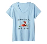 Womens There's Some Hos In The House Funny Christmas Santa Claus V-Neck T-Shirt