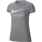 Nike W NSW Tee JDI Slim T-Shirt Femme, DK Grey Heather/(White), FR : XS (Taille Fabricant : XS)