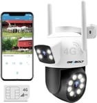 3G/4G Lte Caméra Surveillance Sans Wifi, Caméra Extérieure Double Objectif Avec Carte Sim, Poe Ptz Cctv Ip Camera 4G Cellulaire Détection Humaine Nuit Couleur Suivi Auto, Stockage Cloud [Q36]