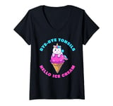 Womens Bye-Bye Tonsils, Hello Ice Cream – Women & Girls Unicorn V-Neck T-Shirt