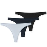 Schiesser Trosor 3P 95-5 Organic Cotton Thong Blå/Ljusblå ekologisk bomull 40 Dam